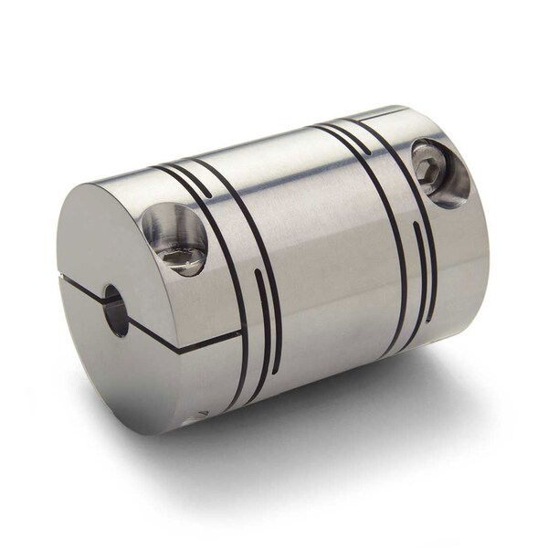 Slit Coupling, Clamp, Long, Bores 0.250"x3mm, OD 0.630", Aluminum